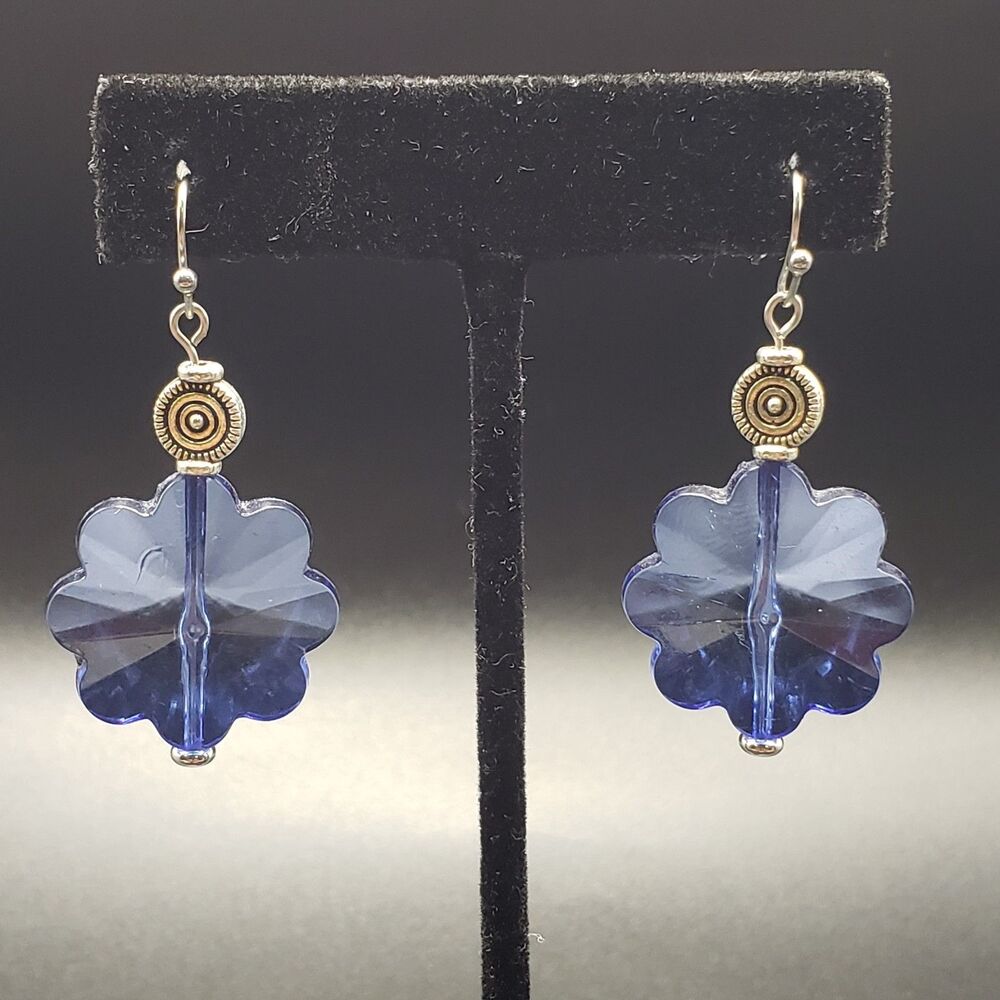 Beautiful blue Ceramic Beaded Earrings Costume Dangle Drop Fashion HANDCRAFTED!!